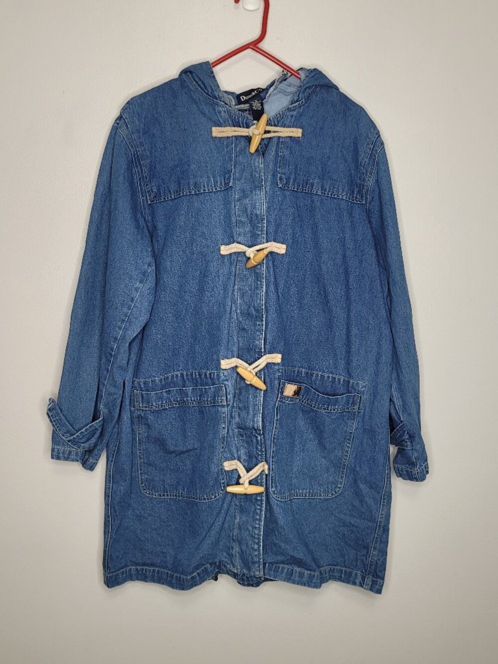 Vintage Denim & Co. Chore Jacket with Wooden Toggling hood cabincore size 1x